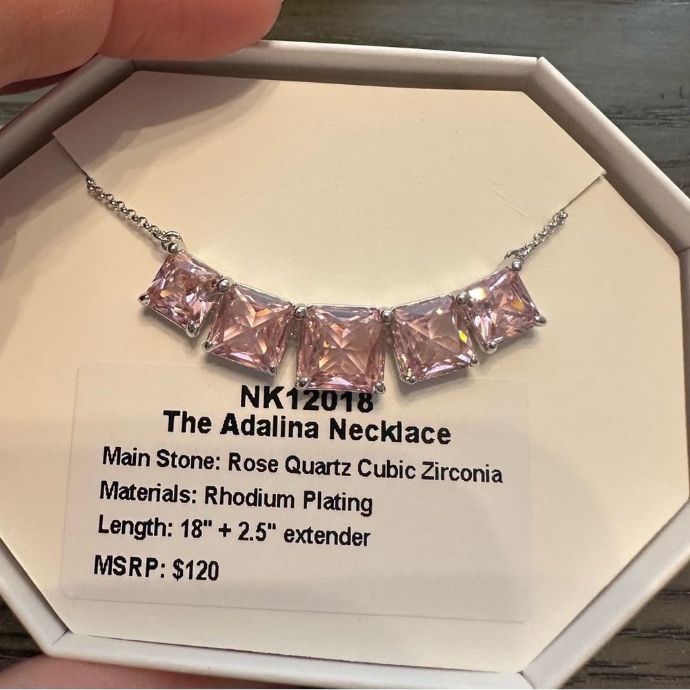 Elegant Pink and Silver Necklace with Structured Design